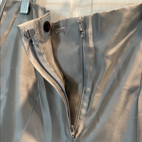 Theory 6 Ice Grey 100% Silk Trousers Shantung Twill Slim Taper Pant - Picture 9 of 16